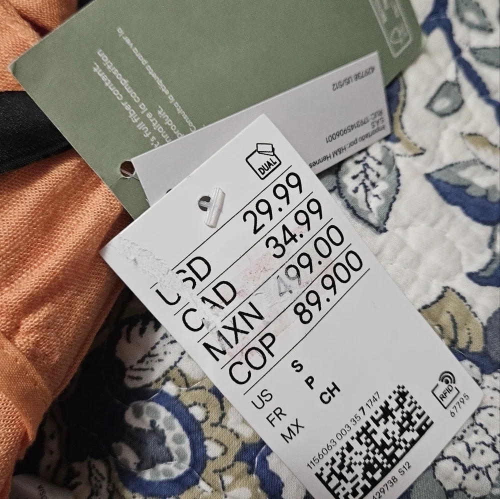 H&M Linen Blend Pleated Tailored Trousers In Orange. Size Small NWT
